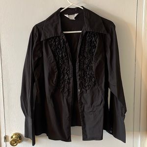 Allison Taylor ruffled cotton stretch blouse